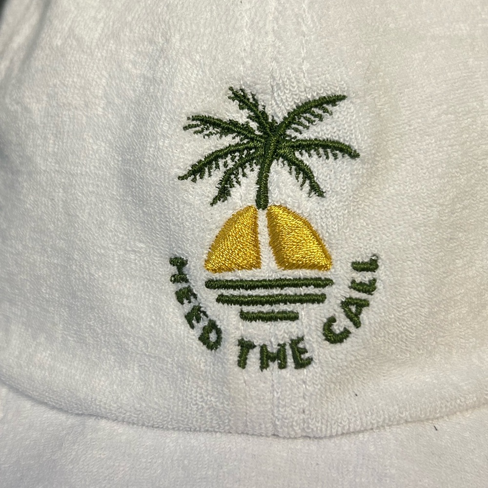 Howler Brothers NWT StrapBack Hat Sunset Palm White Terry Cloth Beach Resortwear - Picture 4 of 12